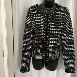 WHBM-WHITE HOUSE BLACK MARKET JEWELED KNIT CARDIGAN JACKET SZ: S
